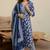 Mirchi Fashion Women's Blue & Off White Floral Print Pure Cotton Kurti With Pant & Dupatta Set