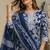 Mirchi Fashion Women's Blue & Off White Floral Print Pure Cotton Kurti With Pant & Dupatta Set