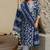 Mirchi Fashion Women's Blue & Off White Floral Print Pure Cotton Kurti With Pant & Dupatta Set