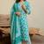 Mirchi Fashion Women's Teal & Green Floral Print Pure Cotton Kurti With Pant & Dupatta Set