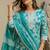 Mirchi Fashion Women's Teal & Green Floral Print Pure Cotton Kurti With Pant & Dupatta Set