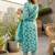 Mirchi Fashion Women's Teal & Green Floral Print Pure Cotton Kurti With Pant & Dupatta Set