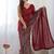 Embellished sequinned  heavy work georgette saree with unstitched blouse