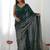 Embellished sequinned  heavy work georgette saree with unstitched blouse