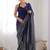 Embellished sequinned  heavy work georgette saree with unstitched blouse
