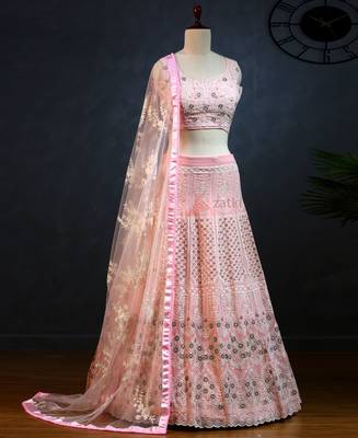 Georgette Wedding Lehenga Choli Embroidered Dupatta 2
