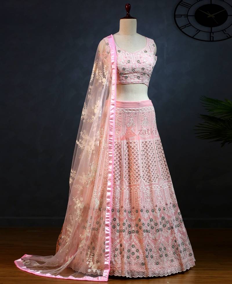 Georgette Wedding Lehenga Choli Embroidered Dupatta