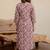 Mirchi Fashion Women's Maroon Floral Print Pure Cotton Kurti With Pant & Dupatta Set