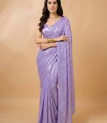 Embellished sequinned  heavy work georgette saree with unstitched blouse