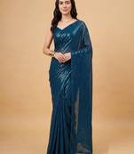 Embellished sequinned  heavy work georgette saree with unstitched blouse