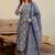 Mirchi Fashion Women's Blue Floral Print Pure Cotton Kurti With Pant & Dupatta Set