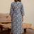Mirchi Fashion Women's Blue Floral Print Pure Cotton Kurti With Pant & Dupatta Set