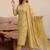 Mirchi Fashion Women's Mustard Floral Print Pure Cotton Kurti With Pant & Dupatta Set