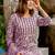Mirchi Fashion Women's Magenta Floral Print Pure Cotton Kurti With Pant & Dupatta Set