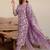 Mirchi Fashion Women's Magenta Floral Print Pure Cotton Kurti With Pant & Dupatta Set