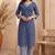 Mirchi Fashion Women's Blue Batik Block Print Pure Cotton Kurti With Pant & Dupatta Set