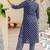 Mirchi Fashion Women's Blue Batik Block Print Pure Cotton Kurti With Pant & Dupatta Set