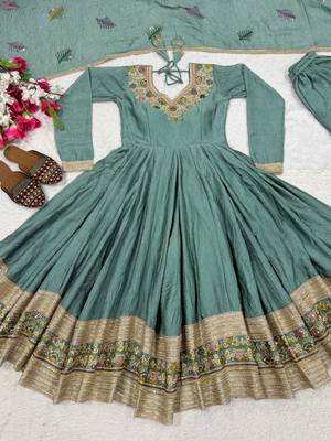 Green rangoli crush  party  embroidery wear sharara suit set 8