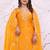 Yellow fandy silk  party  embroidery wear sharara suit set