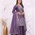 Purple chinon party  embroidery wear sharara suit set