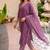 Mirchi Fashion Women's Magenta Batik Block Print Pure Cotton Kurti With Pant & Dupatta Set
