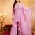 Pink crunchy heavy thread embroidery work kurta palazzo set