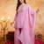 Pink crunchy heavy thread embroidery work kurta palazzo set