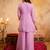 Pink crunchy heavy thread embroidery work kurta palazzo set