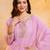 Pink crunchy heavy thread embroidery work kurta palazzo set