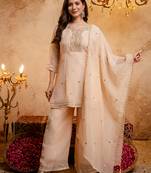 Chiku crunchy heavy thread embroidery work kurta palazzo set
