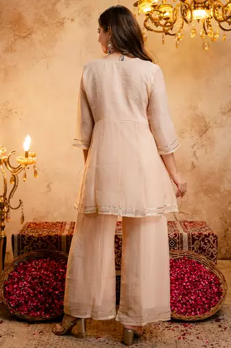 Chiku crunchy heavy thread embroidery work kurta palazzo set