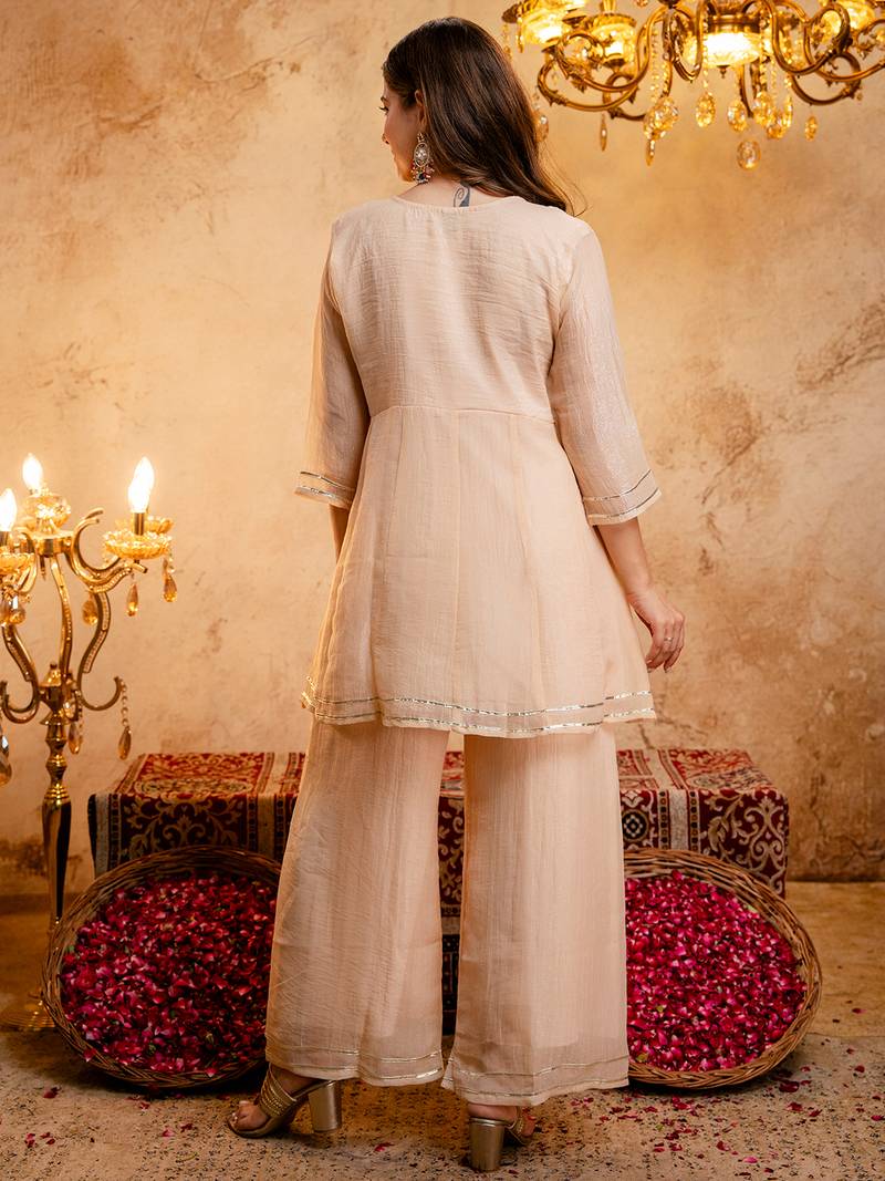 Chiku crunchy heavy thread embroidery work kurta palazzo set
