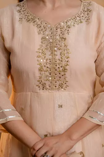 Chiku crunchy heavy thread embroidery work kurta palazzo set