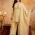 Yellow crunchy heavy thread embroidery work kurta palazzo set