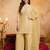 Yellow crunchy heavy thread embroidery work kurta palazzo set