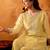 Yellow crunchy heavy thread embroidery work kurta palazzo set