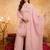 Pink crunchy heavy thread embroidery work kurta palazzo set