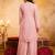 Pink crunchy heavy thread embroidery work kurta palazzo set
