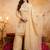 Cream crunchy heavy thread embroidery work kurta palazzo set