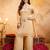 Cream crunchy heavy thread embroidery work kurta palazzo set