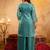 Blue fandy heavy thread embroidery work kurta palazzo set
