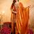 Orange fandy heavy thread embroidery work kurta palazzo set