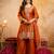 Orange fandy heavy thread embroidery work kurta palazzo set