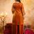 Orange fandy heavy thread embroidery work kurta palazzo set