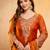 Orange fandy heavy thread embroidery work kurta palazzo set