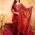 Rust crunchy heavy thread embroidery work kurta palazzo set