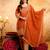 Orange crunchy heavy thread embroidery work kurta pant set