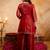 Rust crunchy heavy thread embroidery work kurta palazzo set