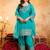 Sky blue crunchy heavy thread embroidery work kurta pant set