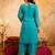 Sky blue crunchy heavy thread embroidery work kurta pant set